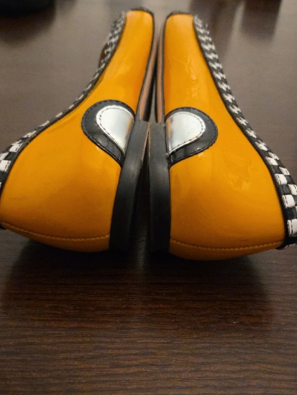 kate spade Yellow & White 'TAXI' Pointed Toe Flats with Check Trim